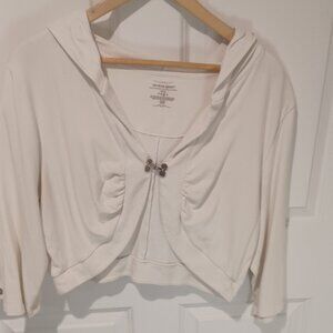 Venezia Sport Plus Size White 3/4 sleeve Hoodie Jacket w/Clasp 14/16